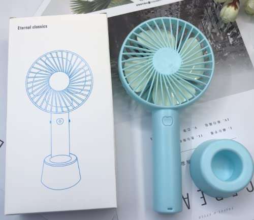 X4Cart Mini Portable USB Built-in Rechargeable Battery Operated Summer Cooling Table Fan with Standing Holder Handy Base For Home Office Outdoor Travel (Assorted Color, Pack of 1) 4