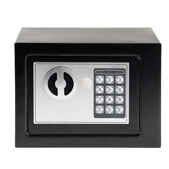 DMDENT Digital Safe Locker for Home, Office, Hotel – Electronic Digital Safe Box Reset Code Lock – Jewellery, Money Valuables Goods Safe (Black, 1PCs) 1