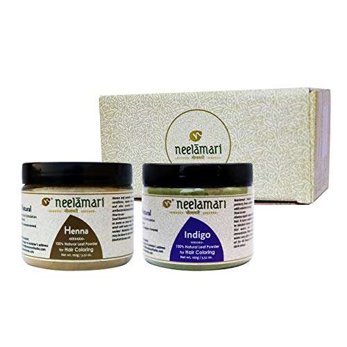 Neelamari Pure indigo, Henna leaves powder natural for black hair color (Indigo Henna combo)