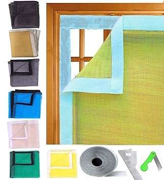 SAI Balaji 35 X 35 Inch_3 X 3 Ft_90 X 90 Cm_Stitched Fiber Glass Mosquito Net for Windows_200 GSM_Yellow Color_Ready to Install Handy Mesh with Self Adhesive Hook Tape and Cutter ASEC12 1