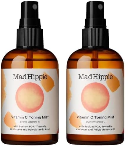 Mad Hippie Vitamin C Toning Mist – Skin-Brightening Toner for Face, Vitamin C Facial Mist Hydrating Spray, 4 Oz + Skin Care Pillow Pack (Pack of 2)