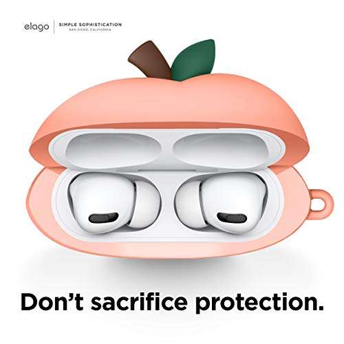 elago Peach Case Compatible with Apple AirPods Pro Case, 3D Cute Design Case Cover with Keychain, Supports Wireless Charging (Peach) [US Patent Registered] 4