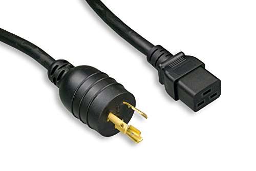 Cablelera ZADA44XF-10 Heavy Duty Power Cord NEMA L5-20P to IEC320 C19 20A 125V 12AWG 1