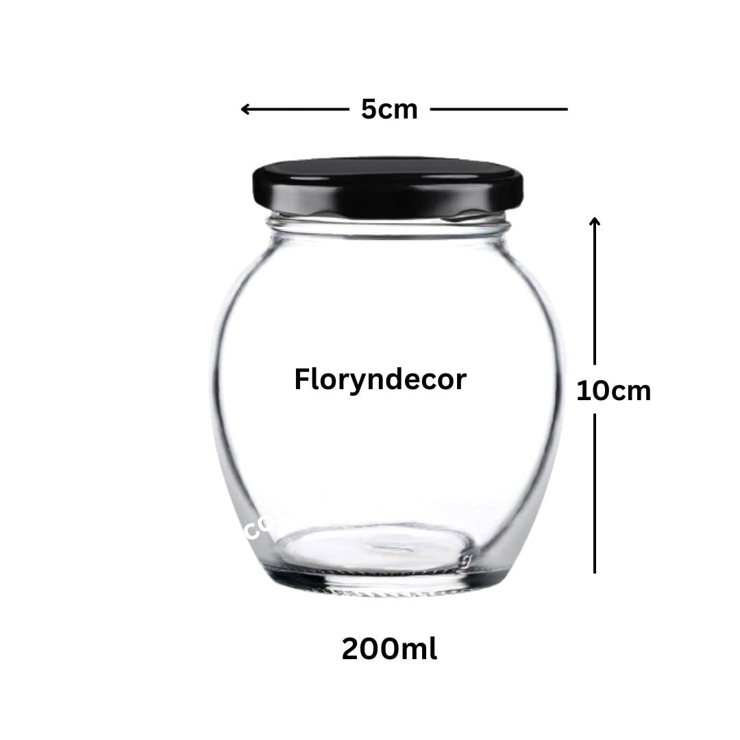 Floryn Decor Matka jar Set, Matka Shape 200ml Glass Jar With Rust Proof Air Tight Lid | Suitable for use in your home office, kitchen storage, | Glass Jar for Kitchen & gift | Matka glass jar (6) 4
