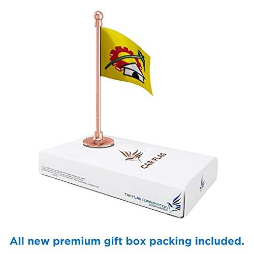 The Flag Corporation Telugu Desam Party (TDP) Car Dashboard Flag 2in x 3in with A Stainless Steel Sublime Gold Base 5