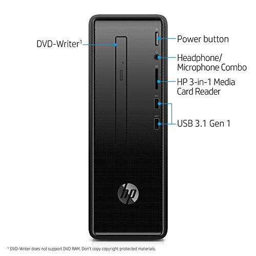 HP 5QA74AA#ABA Desktop Computer - Slimline 290 a0000 a0030 A Series A4 9125 4 GB RAM 1 TB HDD Mini Tower Dark Black Windows 10 Home AMD DVD Writer Wireless LAN Bluetooth (Renewed) 2