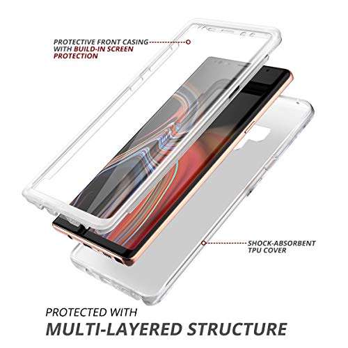 SURITCH for Samsung Galaxy Note 9 Marble Case, [Built-in Screen Protector] Natural Marble Full-Body Protection Shockproof Rugged Bumper Protective Cover for Galaxy Note 9 6.4 Inch (Black Marble) 2