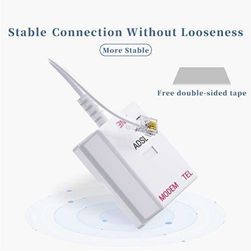 In-line DSL Filter Splitter, 3 Pack ADSL Splitter Filter RFAdapter for Telephone, Modem, Fax Machine, Landline Phones, Printer 2