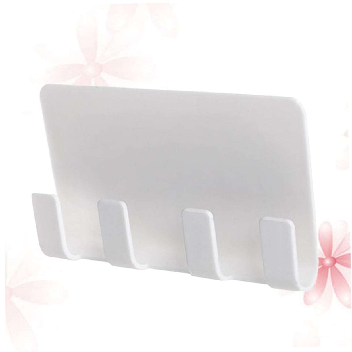 DIYEAH Adhesive Wall Mount Phone Charging Holder with Hooks Seamless Storage Rack for Mobile Devices Compatible with and Smartphones White 1