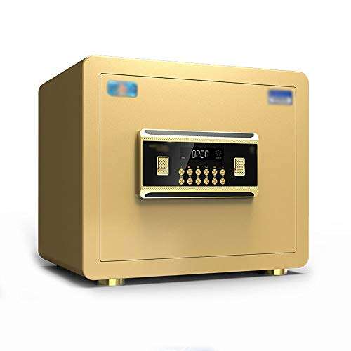 Ma DONG Safety cabinet, 35cm high and small household hidden upgrade anti-theft electronic password safe deposit box, suitable for: office/home/finance, 3 colors to choose from @ (Color : Gold) 1