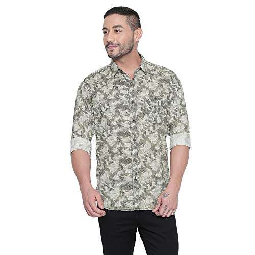 Mufti Men's Slim Fit Shirt (MFS-10738-J-04- Green L) 1