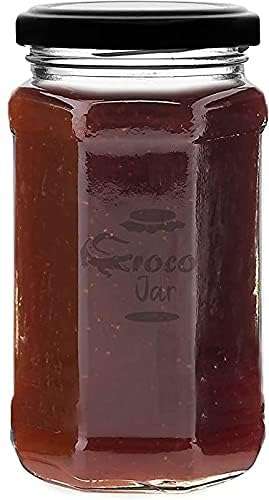 Croco Jar Glass Jars and Storage Containers Air Tight Lid For Herbs, Foods, Jams, Liquid, Small Spice Jars - 500 Ml Glass Pickle Jar (Pack Of 6, Black) 6
