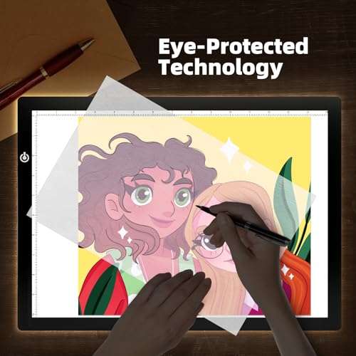 Black A4 Dimmable LED Artcraft Light Box Tracer Slim Light Pad Portable Tablet, USB Power Cable Copy Drawing Board Tracing Table for Artists Designing, Animation, Sketching, Stenciling X-ray Viewing 3