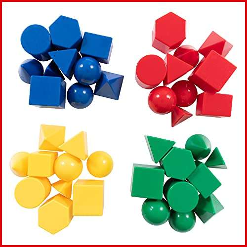 edxeducation Mini Geometric Solids | Set of 40 | Multicolored 3D Shapes | Math Manipulative For Kids | Home Learning Toy for Early Math and Geometry 5