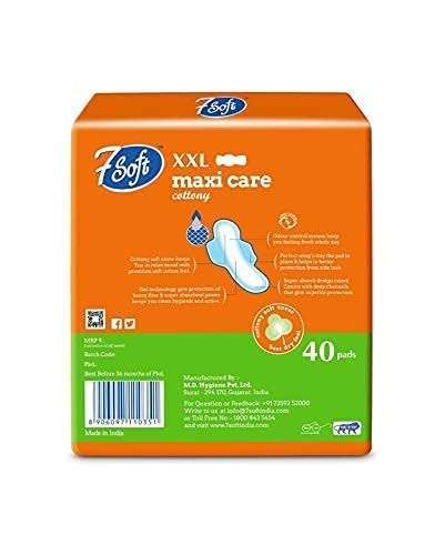 7 SOFT MAXI CARE Slim Comfort Cottony Extra Long XXL Sanitary Pad Napkin With Wings For Women And Girls pack of 1 (40 pads) 3