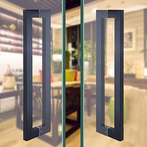 XLAHD Bathroom Shower Door Handle,Black Stainless Steel Square Door Handle, Tempered Glass Door Handle, for Wooden Doors/barn Doors, 6057cm 4