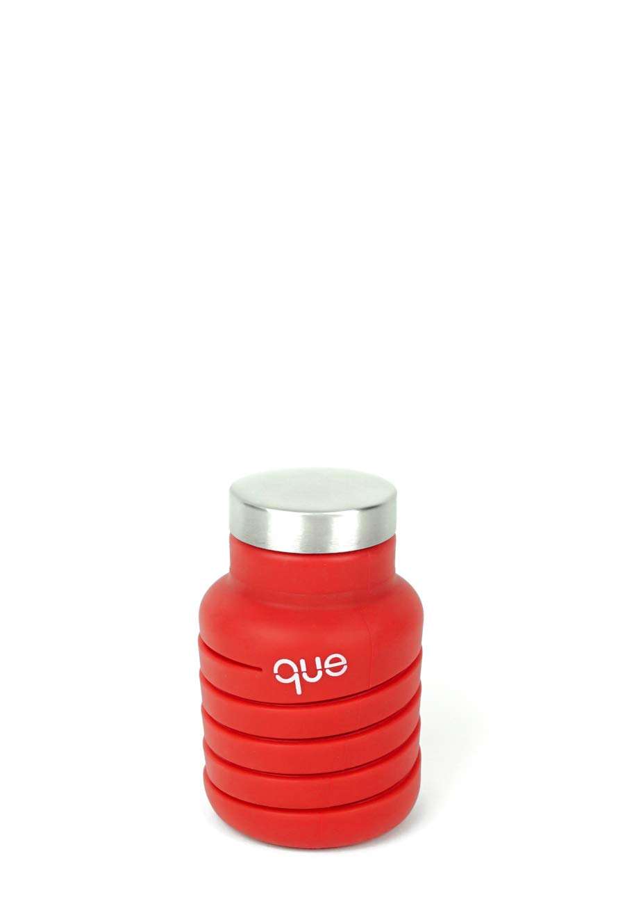 que Bottle | Designed for Travel and Outdoor. Collapsible Water Bottle - Food-Grade Silicone/BPA Free/Lightweight/Eco-Friendly - 12oz (Bonfire Red) 3