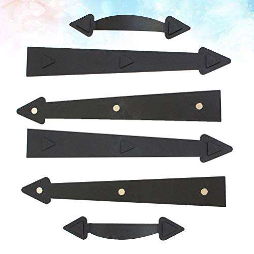 DOITOOL Door Knob Handle, Decorative Garage Door Handle Curb Appeal Faux Hinges Handles Hardware Kit Door Handles for Interior Doors (Black) 6