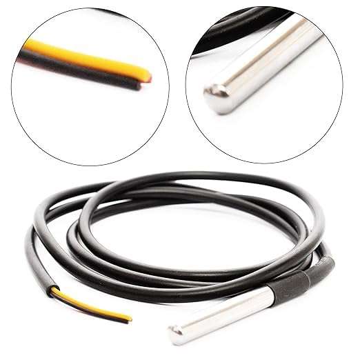 Hexonix DS18B20 Waterproof Digital Temperature Sensor Probe-1 Meter (100cm)-Unique 64-bit ID-Waterproof Temperature Sensor-Heat Resistant Thermal Cable-Black 6