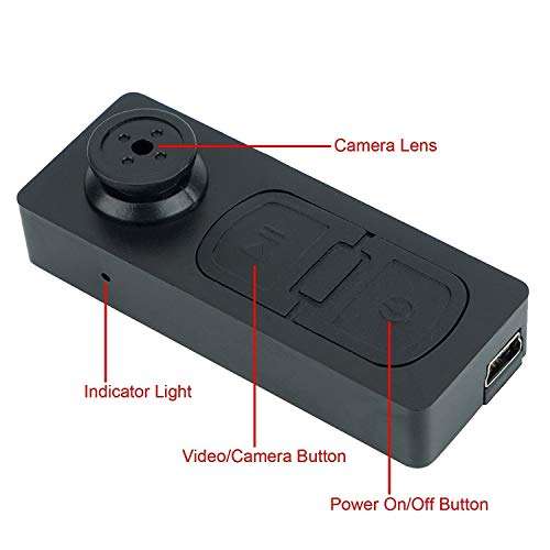 i-Keeper Secret Spy Camera Wired HD Audio and Video Recorder with 720p Vedio Quality Hidden Mini Secret Cam in Button Shape DVR Small Portable Updated Mini Spy Button Cameras with SD Card Slot Up to 32GB Support22 (Black) 6