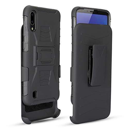 Case for Galaxy A10 DWaybox 3 in 1 Combo Hard Heavy Duty Case with Kickstand and Swivel Belt Clip on Shell Back Compatible with Samsung Galaxy A10 SM-A105 6.2 Inch (Black) 2