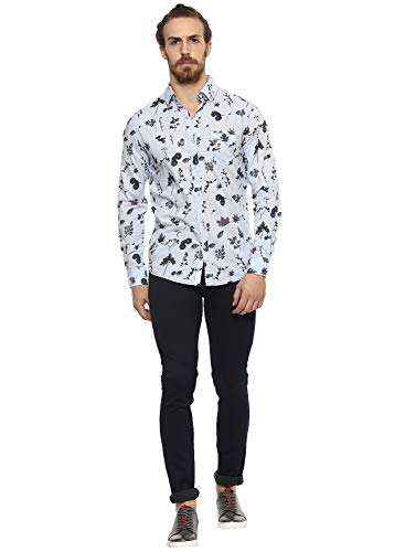 MUFTI Men's Printed Slim fit Casual Shirt (MFS-9306-G-08-08-Sky 2XL) 2
