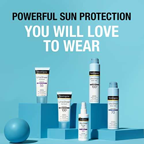 Neutrogena Ultra Sheer Dry-Touch Sunscreen Lotion, Broad Spectrum SPF 55 UVA/UVB Protection, Light, Water Resistant, Non-Comedogenic & Non-Greasy, Travel Size, 3 fl. Oz 4