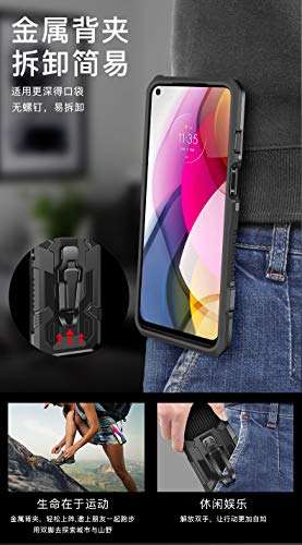 Ranyi for Motorola Moto One 5G Ace Case, Motorola One 5G UW Ace Case, Military Grade Drop Protection Armor Case with Metal Belt Clip Built-in Kickstand Dual Layer Full Body Protective Case -Black 3