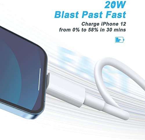 Avaxon Fast Charger cable USB- Type C to lightening Cable Compatible for iphone 14/ 14 Plus/ 14 Pro/ 14 Pro Max/13,13 Pro,13 mini, 13 pro max/12pro,12,12 Mini,12 pro max,11 promax/i pad / only cable/White 6