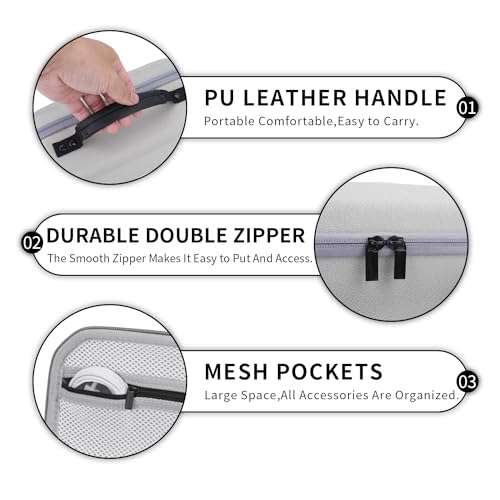 HESPLUS Hard Travel Carrying Case for Samsung The Freestyle Projector 1st / 2nd Gen 2023 Model, Portable Shockproof Storage Case with Mesh Pocket for Power Cable, Remote Control, Gray 4