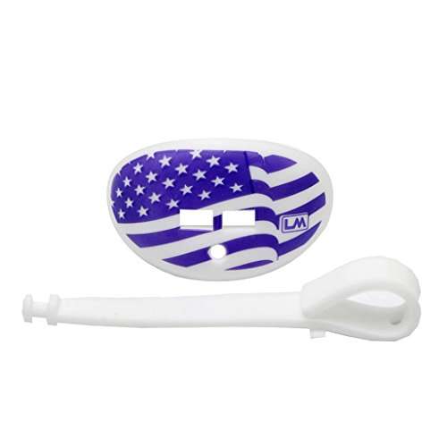 Football Mouth Guard - Pacifier Lip Protector Mouthpiece for Youth and Adults - U.S. Flag Custom Design - Multiple Colors - Top and Bottom Teeth Protection - Great Air Flow 5