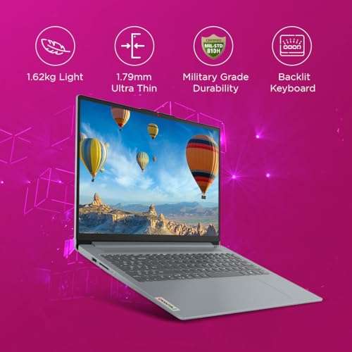 Lenovo IdeaPad Slim 3 13th Gen Intel Core i7-13620H 15" (38.1cm) FHD IPS 300 Nits Thin & Light Laptop (16GB/512GB SSD/Win 11/Office 2021/Alexa built-in/3 month Game Pass/Grey/1.62Kg), 83EM008GIN 3