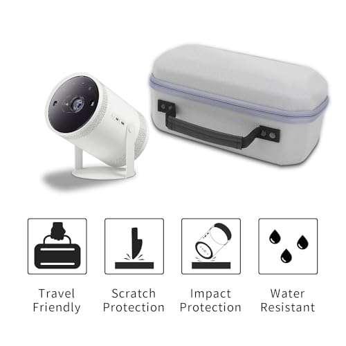 HESPLUS Hard Travel Carrying Case for Samsung The Freestyle Projector 1st / 2nd Gen 2023 Model, Portable Shockproof Storage Case with Mesh Pocket for Power Cable, Remote Control, Gray 5