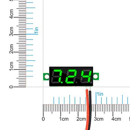 diymore 10pcs Mini Digital Voltage Meter DC 2.5~30V 0.28" 2 Wire Digital Voltmeter Gauge Tester Green LED Display Panel Mount Car Motorcycle Battery Monitor Led 4