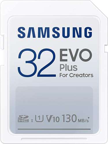 Samsung EVO Plus Full Size 32 GB SDHC Card 130MB/s Full HD & 4K UHD, UHS-I, U1, V10 (MB-SC32K/AM)