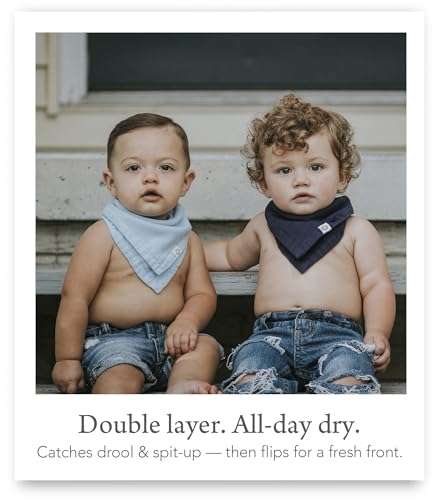 Kishu Baby Indi Organic Baby Bandana Bibs – Fairtrade 4-Way Reversible Drool Bibs for Boys & Girls – Unisex (Set of 5) (Sahara) 4