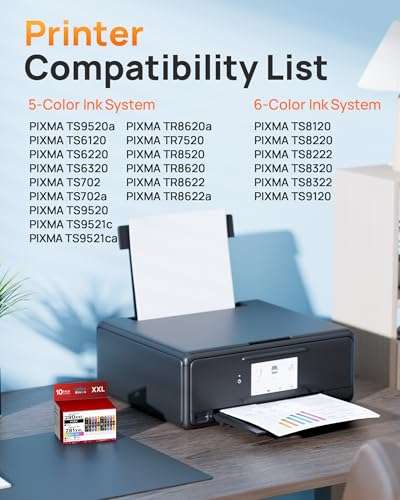 10 Pack 280 281 XXL Ink Cartridges Replacement for Canon 280 281 Ink cartridges PGI280XXL CLI281XXL Compatible with PIXMA TR8620a TS9521C TR7520 TR8620 TR8520 TR8600 TR7520 TS702a TS9520 TS6120 2