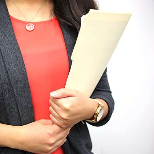 BAZIC Manila File Folder 1/3 Cut Letter Size, Left Right Center Tabs Positions, for Organizing Filing Document Storage, Total 12-Count 4