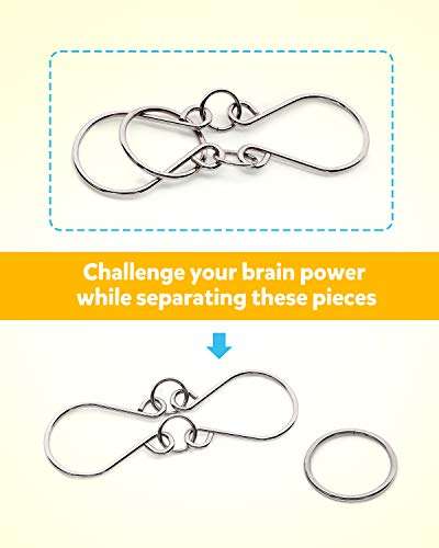 Coogam Metal Wire Puzzle Set of 16 with Pouch,Brain Teaser IQ Test Disentanglemen Iron Link Unlock Interlock Game Chinese Ring Magic Trick Toy for Party Favor Kids Adults Challenge 3