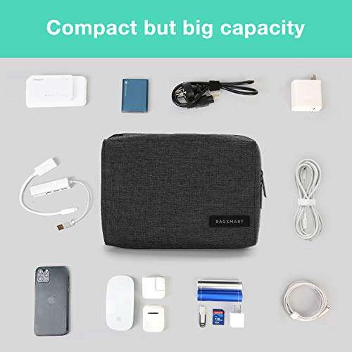 BAGSMART Electronics Organizer Travel Case, Small Cord Bag, Tech Organizer as Travel Accessories for Men Women, Cable Essentials for Phone, SD Card, Black 3