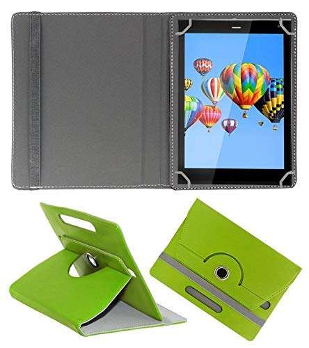 Hello Zone with Free Sim Adapter Kit Datawind UbiSlate 7DC Star 360° Rotating 7” Inch Flip Case Cover Book Cover -Green 1