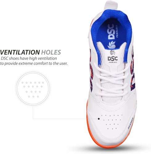 DSC Men's Beamer Cricket Shoes (Fluro Orange-White, Size 8 UK) 5