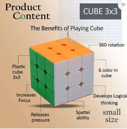 Brain Game Challenge Magic Cube 3x3 Cube Beginner Speedcube for Kids Boys Girls Above 3 4 5 6 Years Old & Above 6