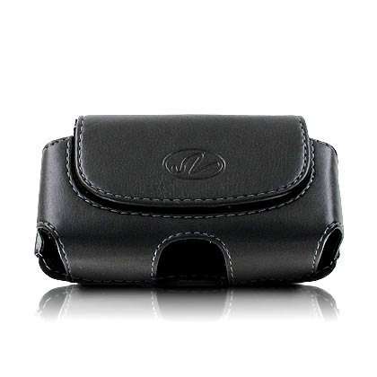 Premium Leather Horizontal Large Size Pouch Protective Carrying Cell Phone Case with Belt Clip and Belt Loops - Black 1