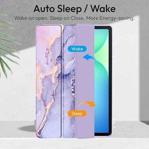 Robustrion Cover Case for Samsung Galaxy Tab S10 FE Plus 13.1 inch Cover with [Pencil Holder] Hybrid Cover for Samsung Tab S10 FE Plus 13.1 inch Tablet [Auto Sleep Wake Support] - Marble Lilac 3