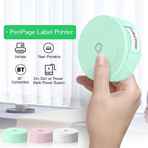 PeriPage L1 Mini Pocket BT Label Maker Sticker Inkless Portable Thermal Label Printer with 1 Roll White Paper Tape Compatible with iOS Android Smartphone for Home Office School Retail Store 2