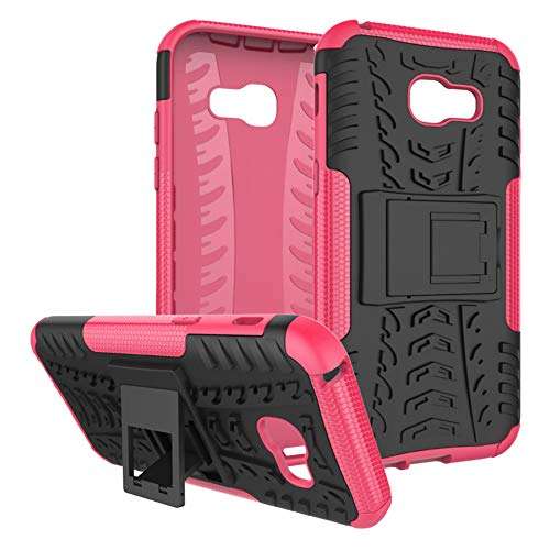 QIVSTAR for Samsung Galaxy A5 2017 Heavy Duty Combo Hybrid{PC+TPU} Case Cool Style Armor Anti-Fall Case with Kickstand for Samsung Galaxy A5 2017, Hyun-Pink 2