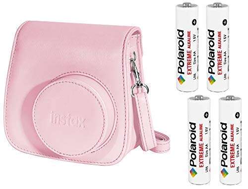 Fujifilm Instax Groovy Camera Case for Instax Mini 8 and 9 - Pink with 4 Polaroid AA Batteries