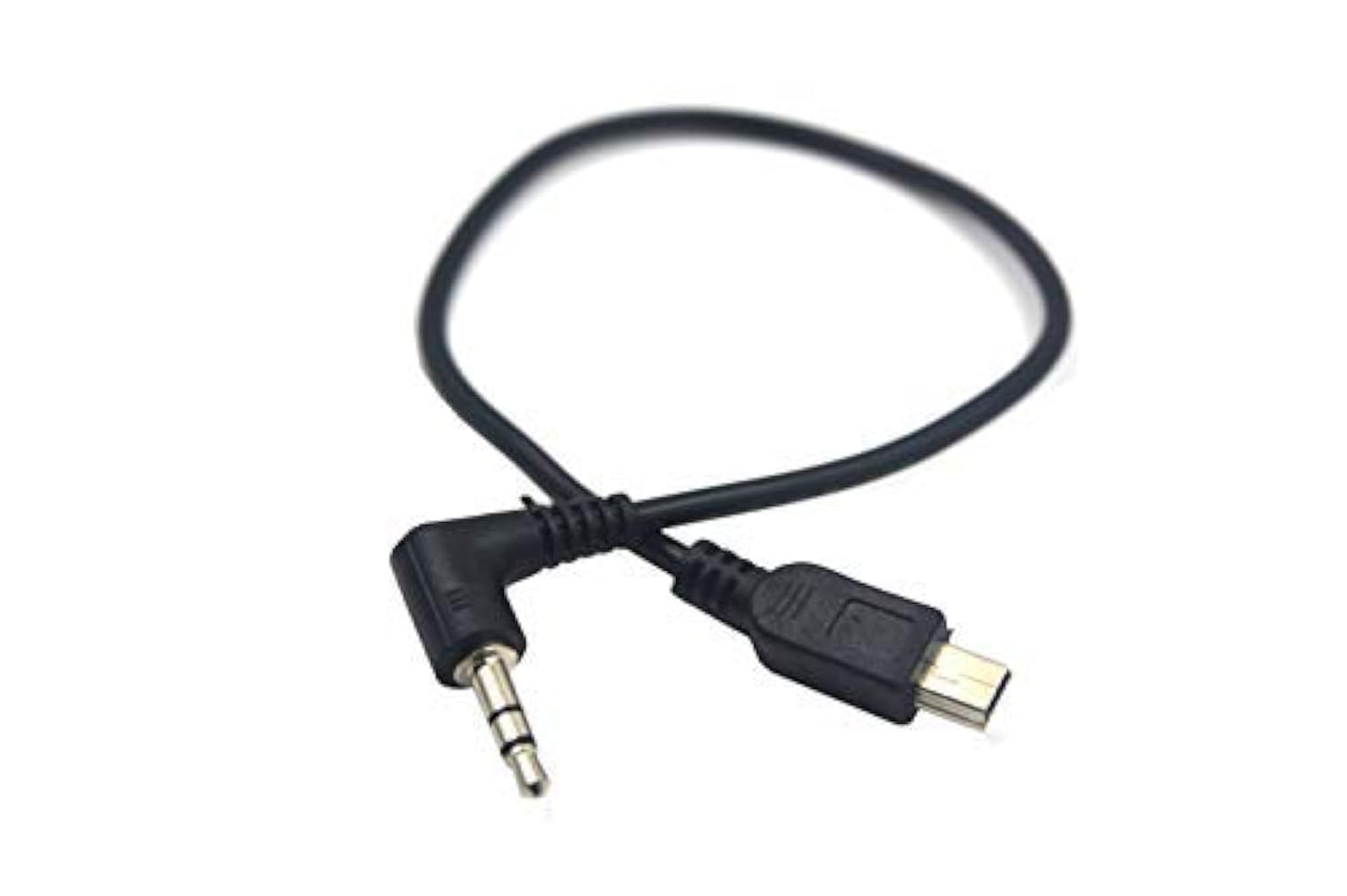Duttek Right Angled 90 Degree 3-Pole 3.5mm DC Male AUX Audio Jack to Mini USB Male Microphone Adapter Cable-0.3m/Black 1