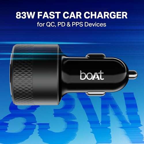 Boat 83W Car Charger, Mobile & Laptop Charging (MacBook & Type C Laptops), Dual Port Fast Charging, 65W Type C PD, 20W USB, compatable with iPhone, Android, iPad, MacBook etc (Carbon Black) 2